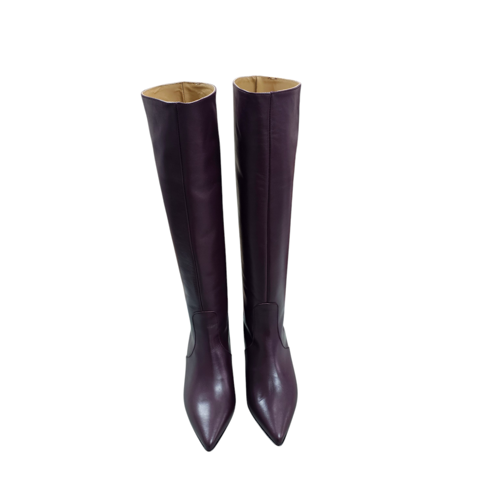 ST-195 - Bordeaux Genuine Leather Tubular Boot with 5cm Heel