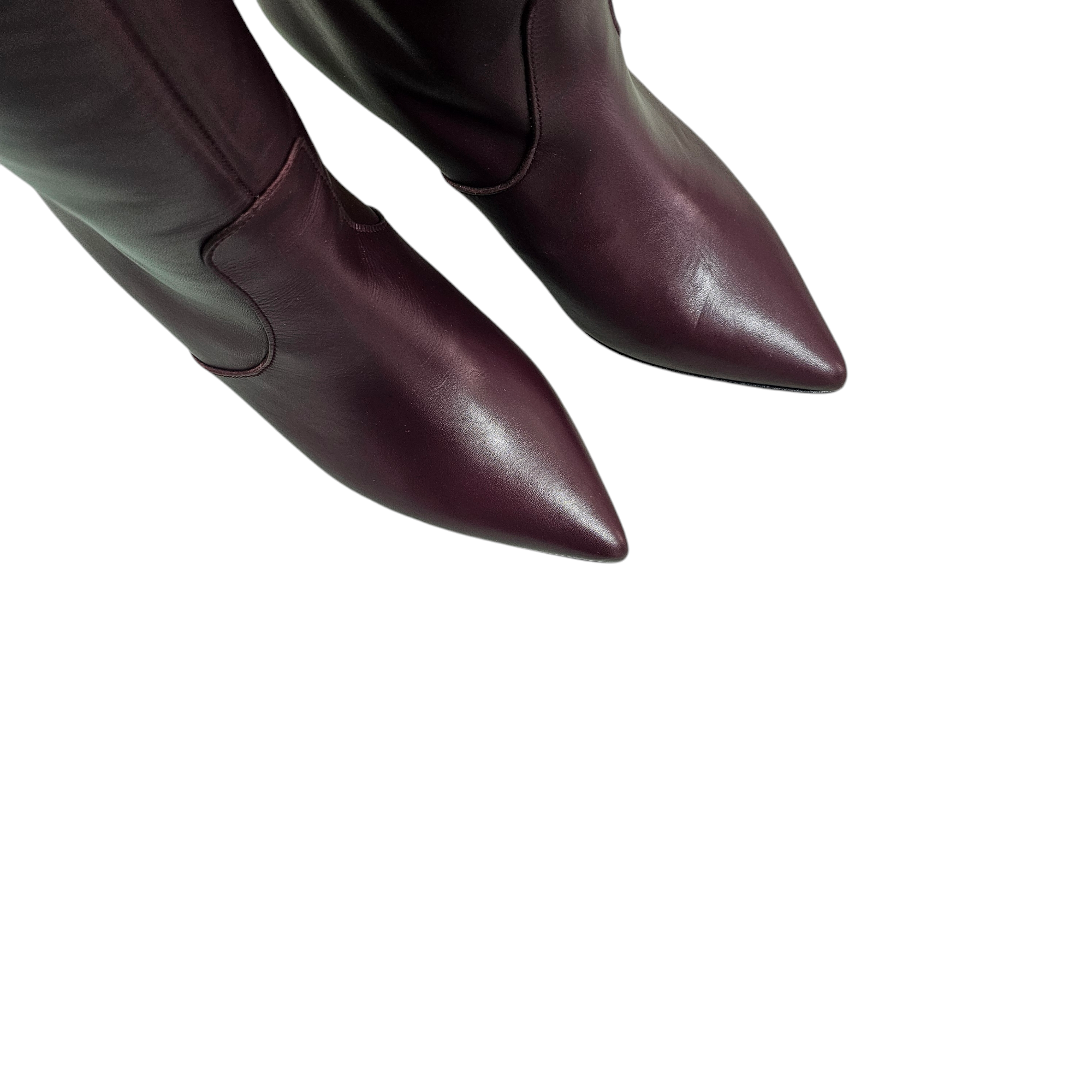 ST-195 - Stivale tubolare in Vera Pelle Bordeaux con tacco 5 Cm