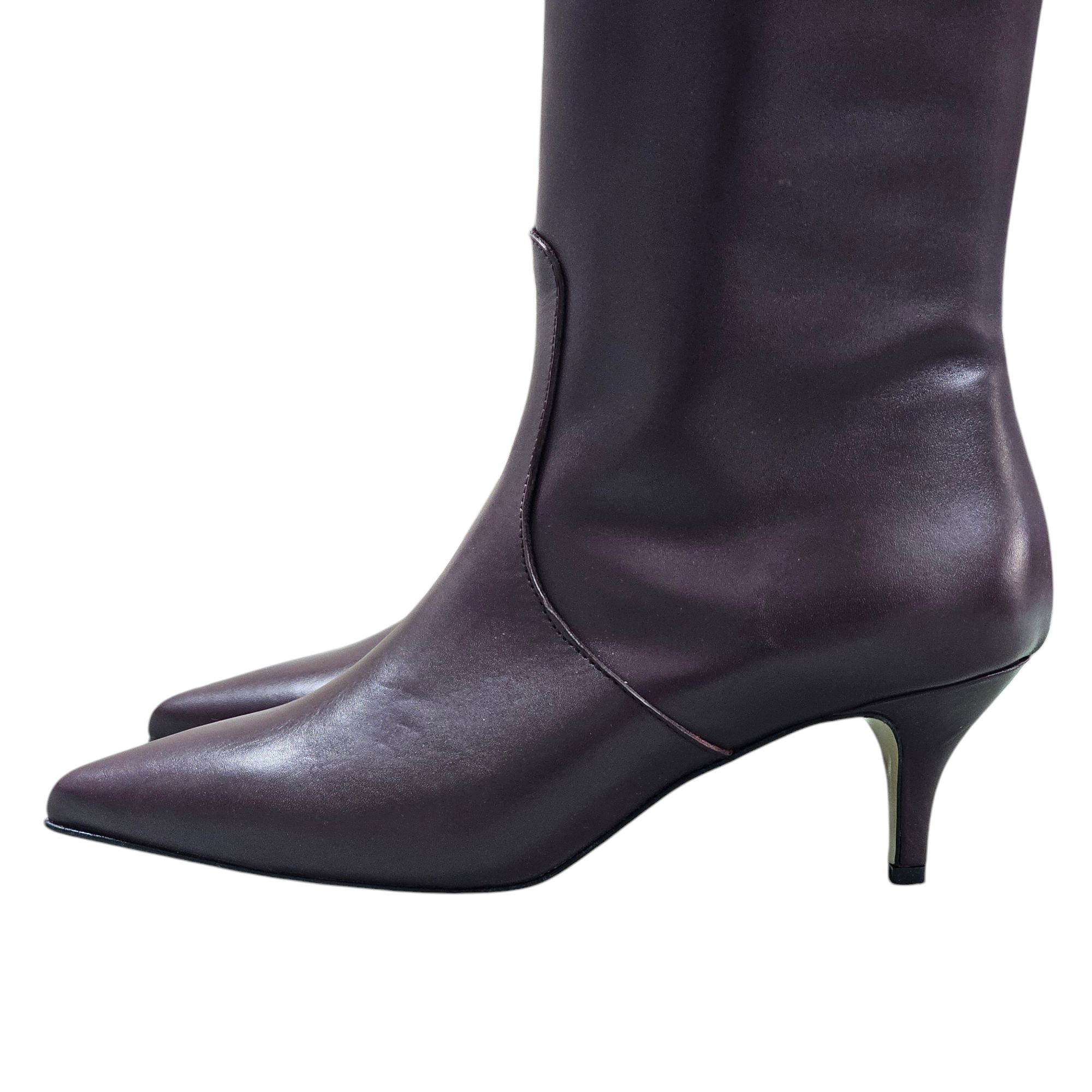 ST-195 - Stivale tubolare in Vera Pelle Bordeaux con tacco 5 Cm