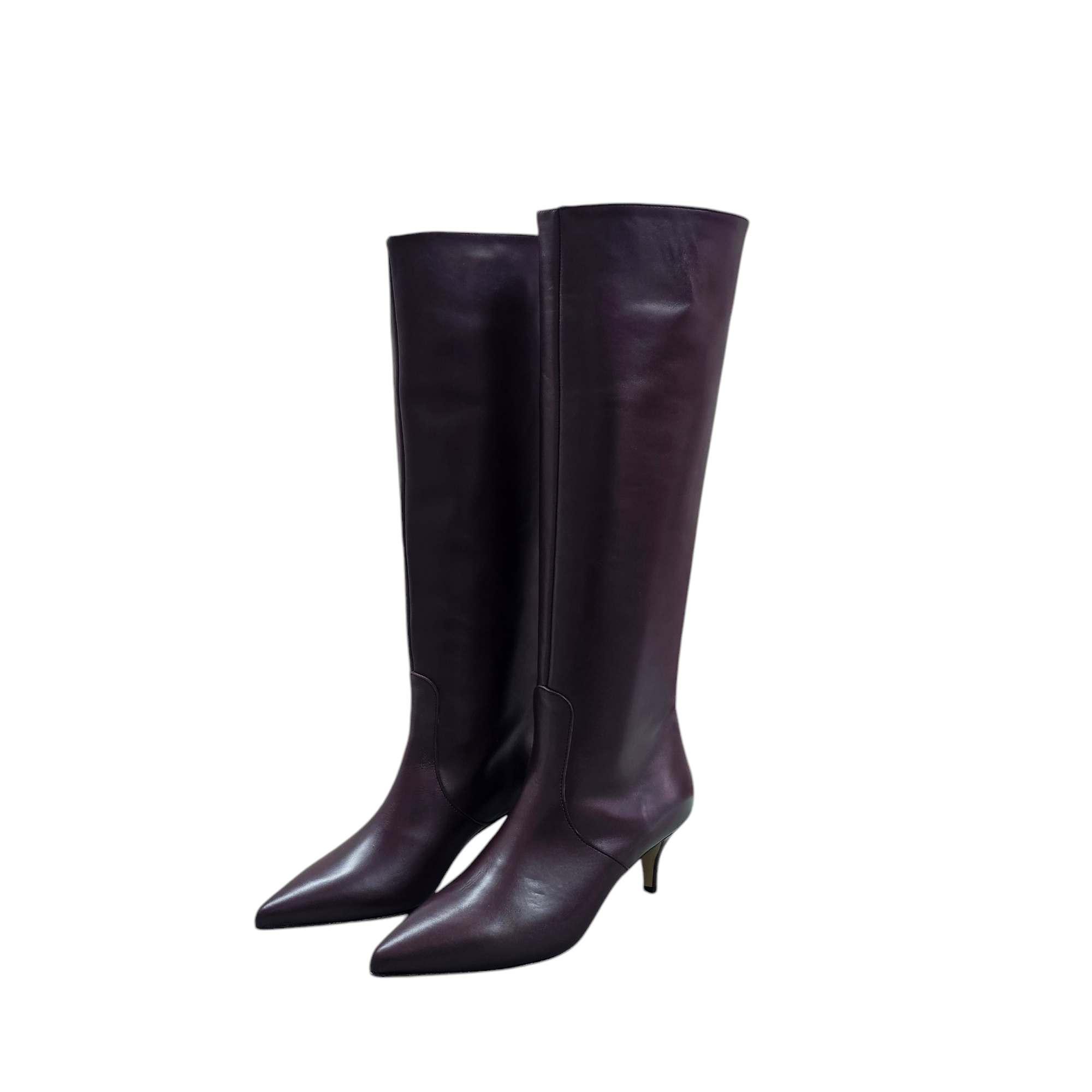 ST-195 - Stivale tubolare in Vera Pelle Bordeaux con tacco 5 Cm