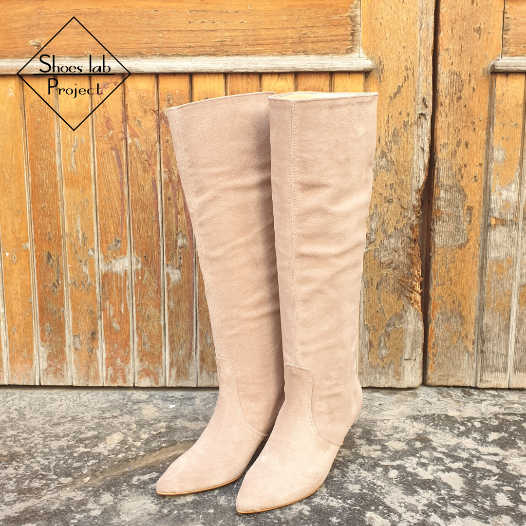 ST-195 - Tubular boot in Real Suede heel 5 Cm