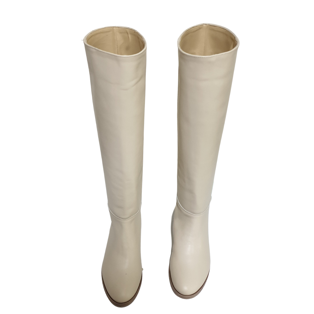 1131 - Cream genuine leather tubular boot