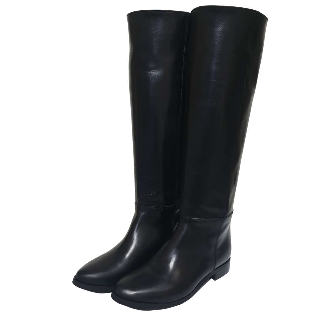 1131 - Bota tubular de piel auténtica negra