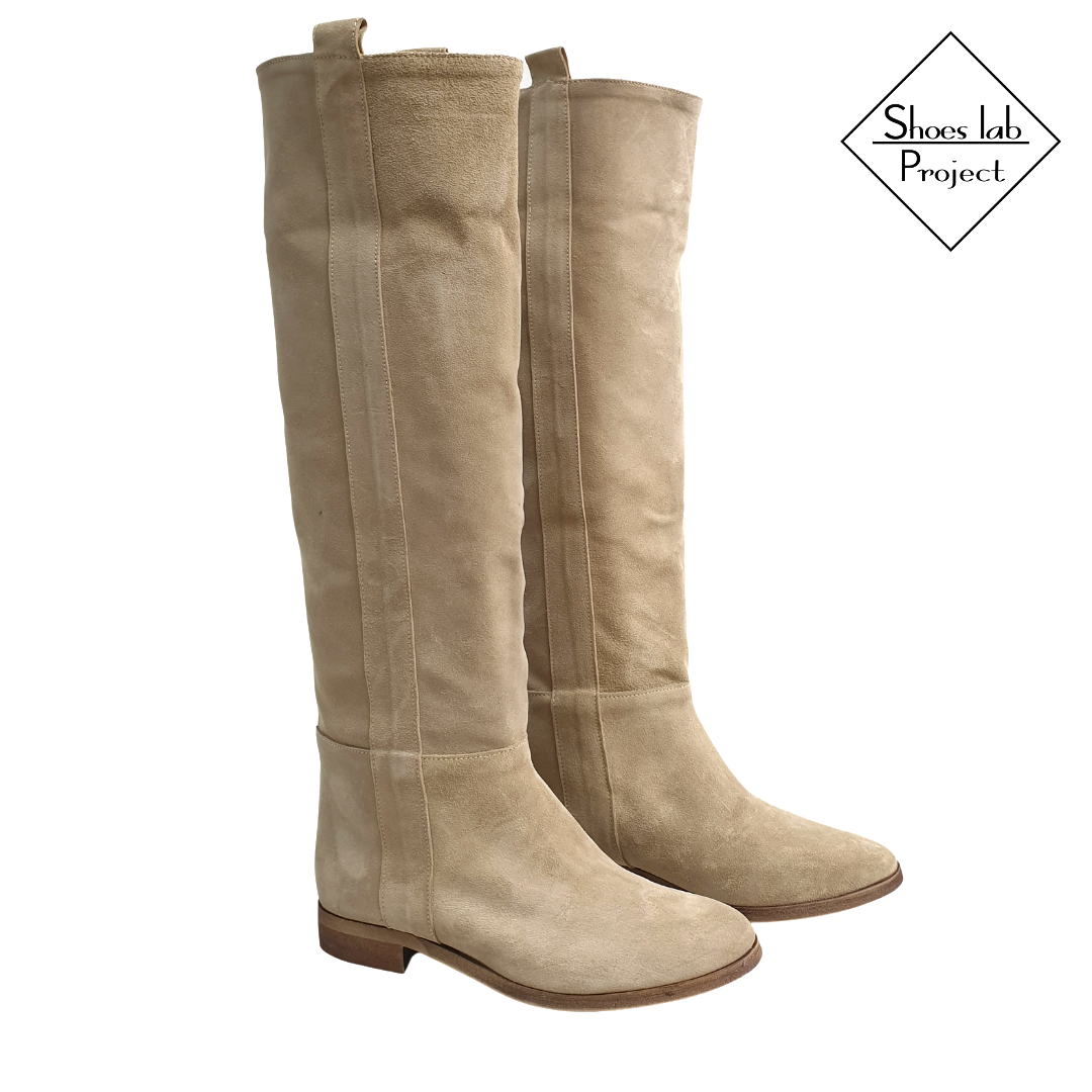 1130_NEW - Tubular Boot in Real Suede with Side Band