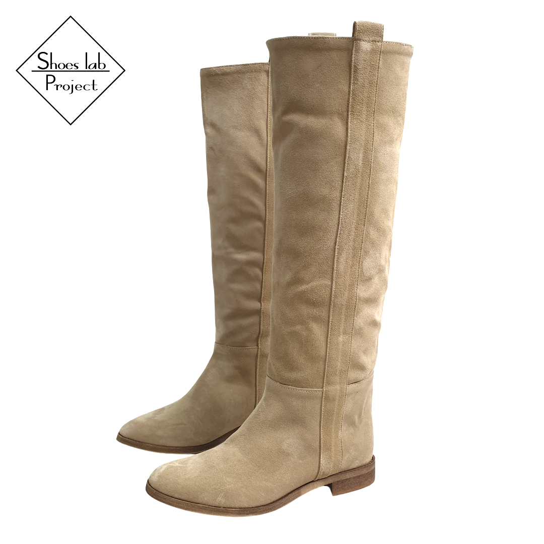 1130_NEW - Tubular Boot in Real Suede with Side Band