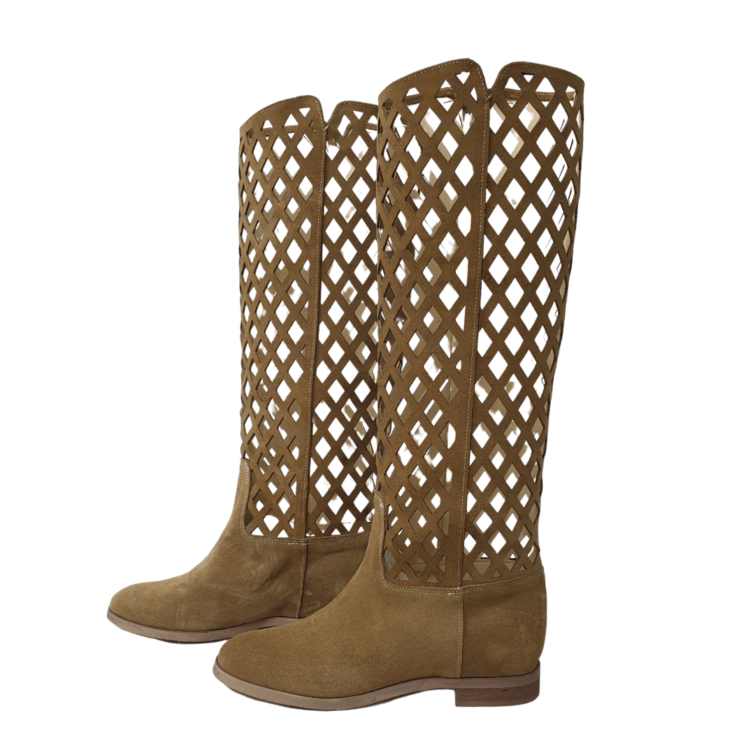 R40_NET - Tubular boot in Real Perforated Suede with internal rise