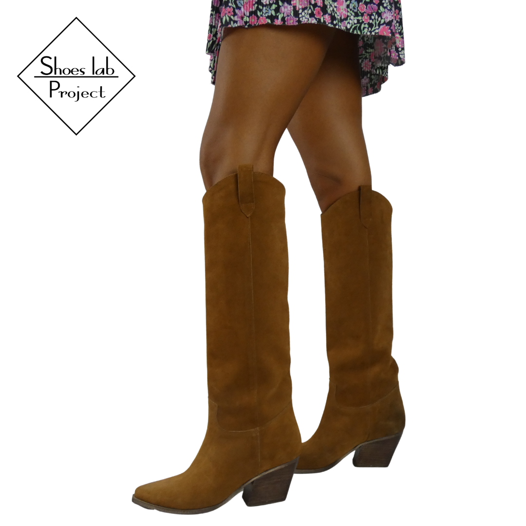 TEX 70 - Camperos mood boot in real suede with 7 cm heel